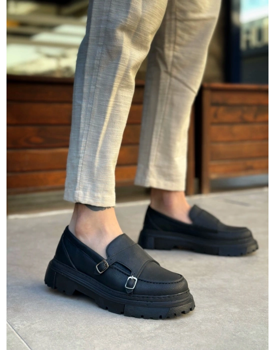 BA0242 Tokalı Klasik Yüksek Siyah Taban Erkek Ayakkabı