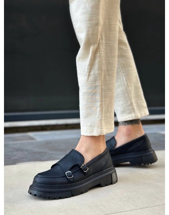 BA0242 Tokalı Klasik Yüksek Siyah Taban Erkek Ayakkabı