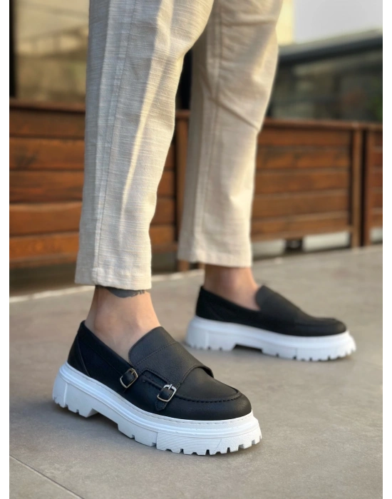 BA0242 Tokalı Klasik Yüksek Taban Siyah Erkek Ayakkabı