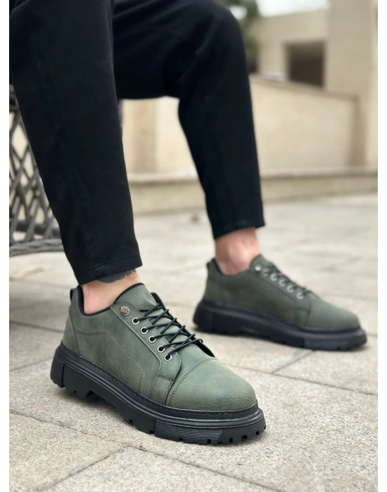 BA0245 Haki Akıllı Lastik Bağcık Yüksek Taban Günlük Erkek Ayakkabı