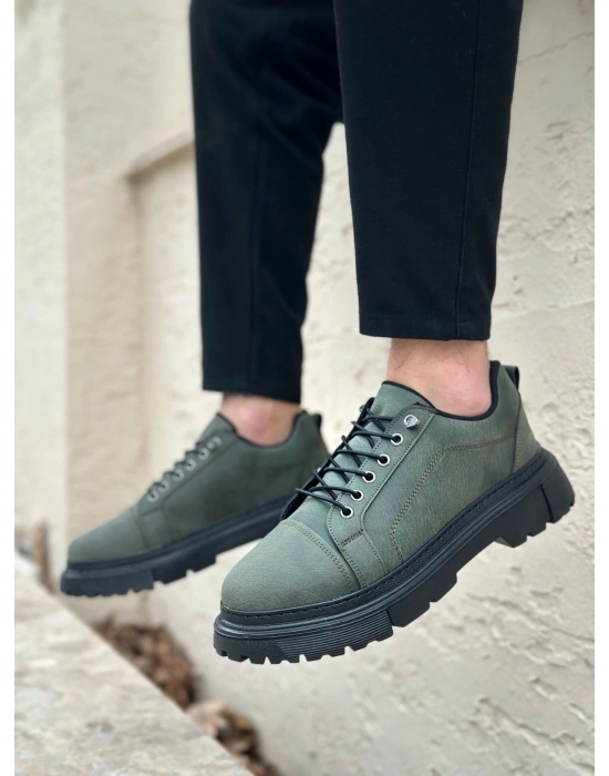 BA0245 Haki Akıllı Lastik Bağcık Yüksek Taban Günlük Erkek Ayakkabı