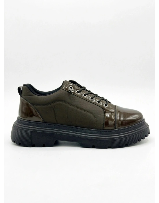 BA0245 Kahverengi Rugan Paraşüt Detaylı Akıllı Lastik Bağcık Yüksek Taban Günlük Erkek Ayakkabı