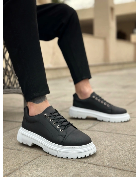 BA0245 Siyah Akıllı Lastik Bağcık Yüksek Taban Günlük Erkek Ayakkabı
