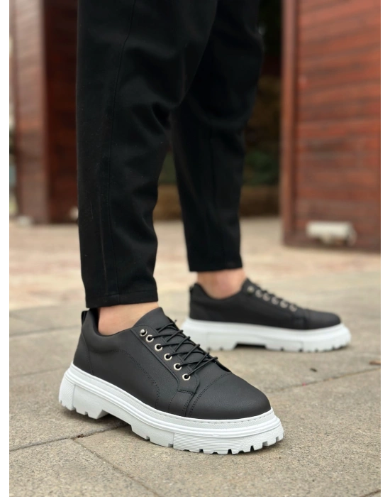 BA0245 Siyah Akıllı Lastik Bağcık Yüksek Taban Günlük Erkek Ayakkabı
