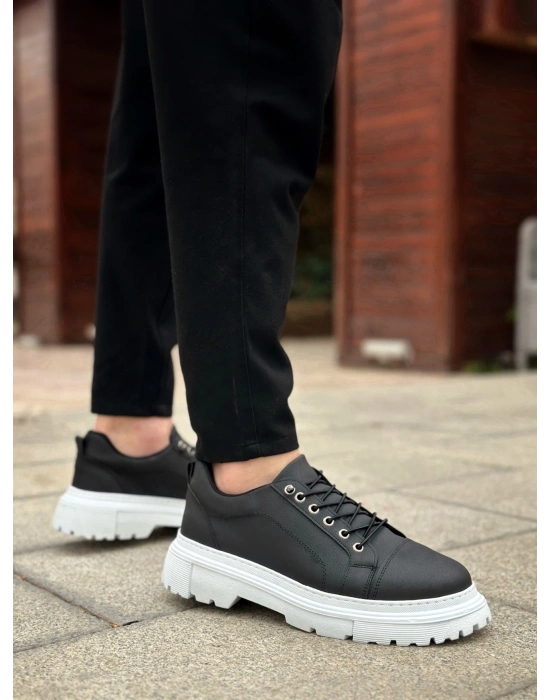 BA0245 Siyah Akıllı Lastik Bağcık Yüksek Taban Günlük Erkek Ayakkabı