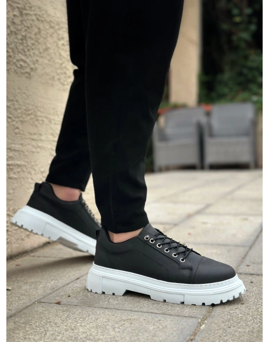 BA0245 Siyah Akıllı Lastik Bağcık Yüksek Taban Günlük Erkek Ayakkabı