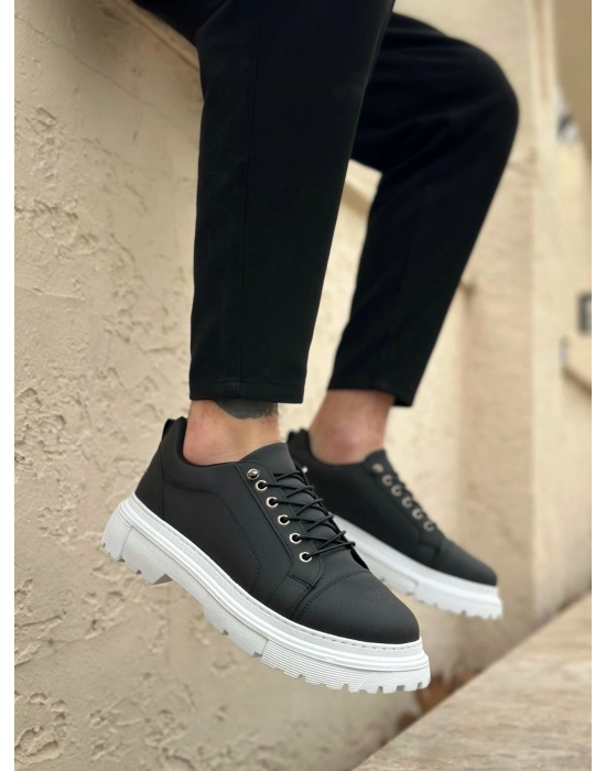 BA0245 Siyah Akıllı Lastik Bağcık Yüksek Taban Günlük Erkek Ayakkabı