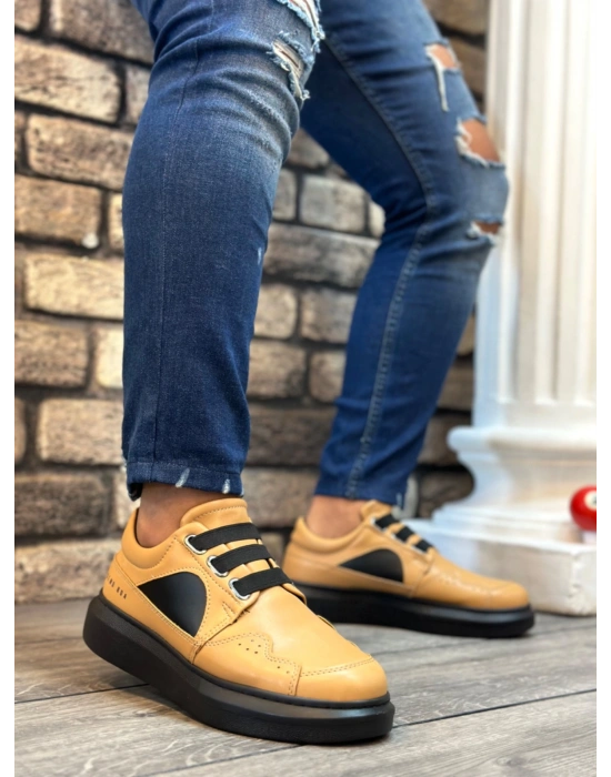 BA0302 Boa Kalın Taban Bağcıksız Tarz Casual Karamel Renk Erkek Ayakkabı