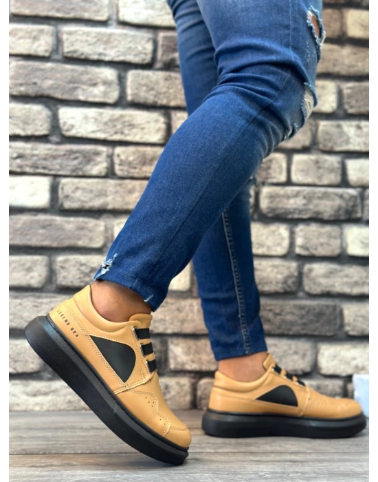 BA0302 Boa Kalın Taban Bağcıksız Tarz Casual Karamel Renk Erkek Ayakkabı