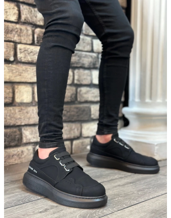 Ba0302 Boa Kalın Taban Bağcıksız Tarz Casual Siyah Siyah Erkek Ayakkabı Erkek Günlük Ayakkabı