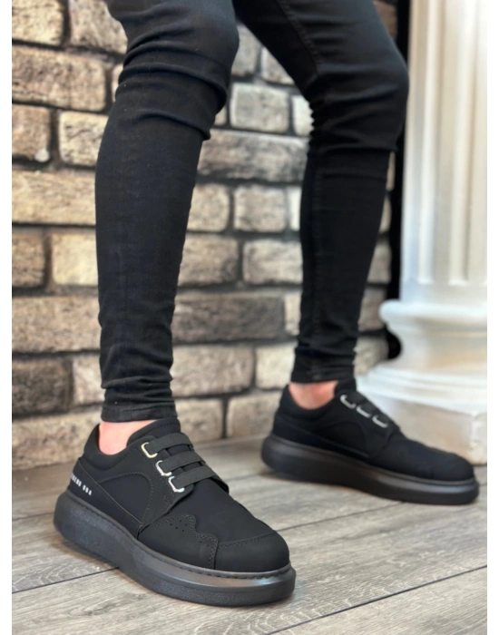 Ba0302 Boa Kalın Taban Bağcıksız Tarz Casual Siyah Siyah Erkek Ayakkabı Erkek Günlük Ayakkabı