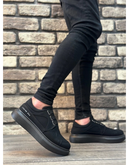 Ba0302 Boa Kalın Taban Bağcıksız Tarz Casual Siyah Siyah Erkek Ayakkabı Erkek Günlük Ayakkabı