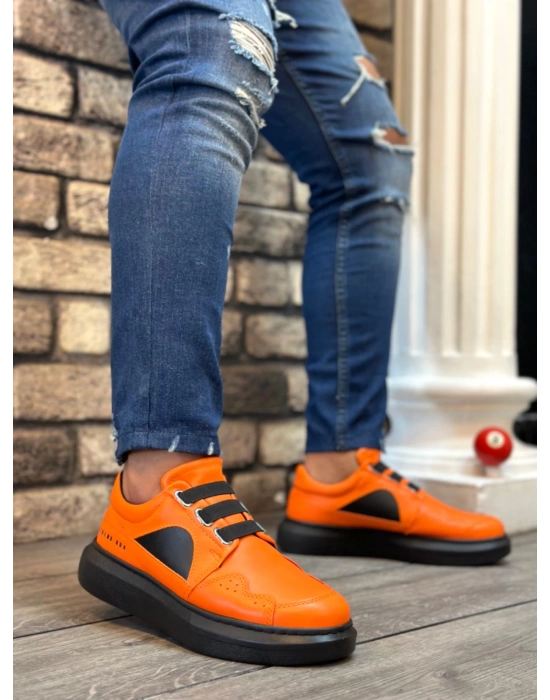 Ba0302 Boa Kalın Taban Bağcıksız Tarz Casual Turuncu Erkek Ayakkabı Erkek Günlük Ayakkabı