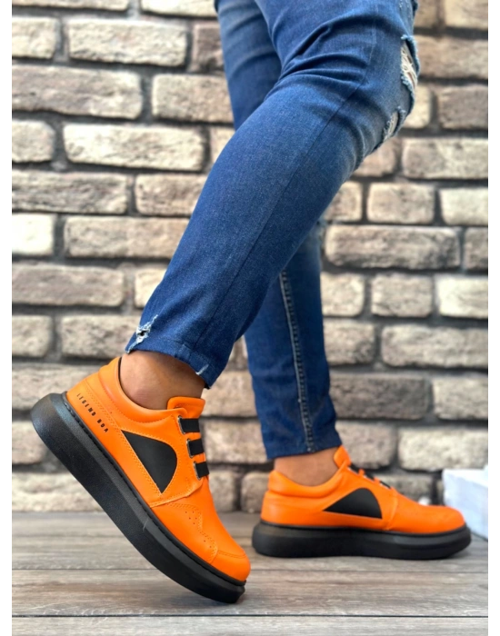 Ba0302 Boa Kalın Taban Bağcıksız Tarz Casual Turuncu Erkek Ayakkabı Erkek Günlük Ayakkabı