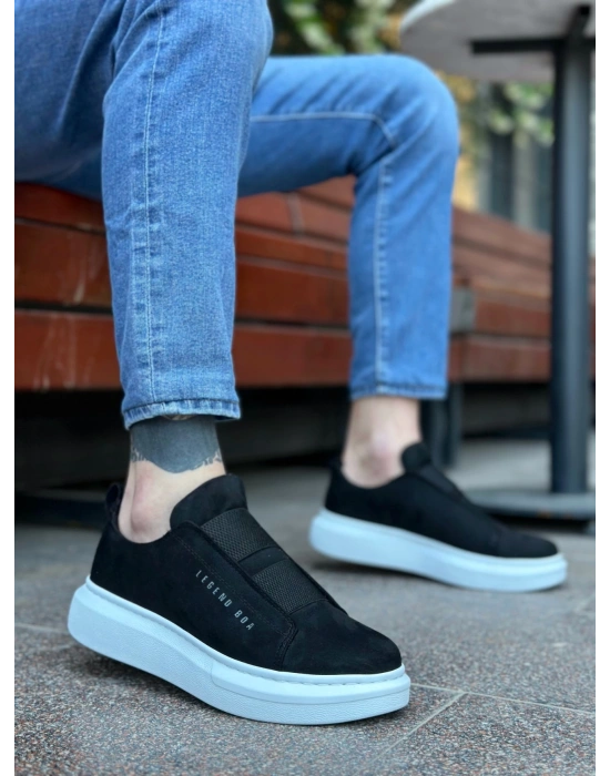 Ba0307 Boa Kalın Süet Çift Bant Siyah Beyaz Taban Erkek Ayakkabı Erkek Günlük Ayakkabı