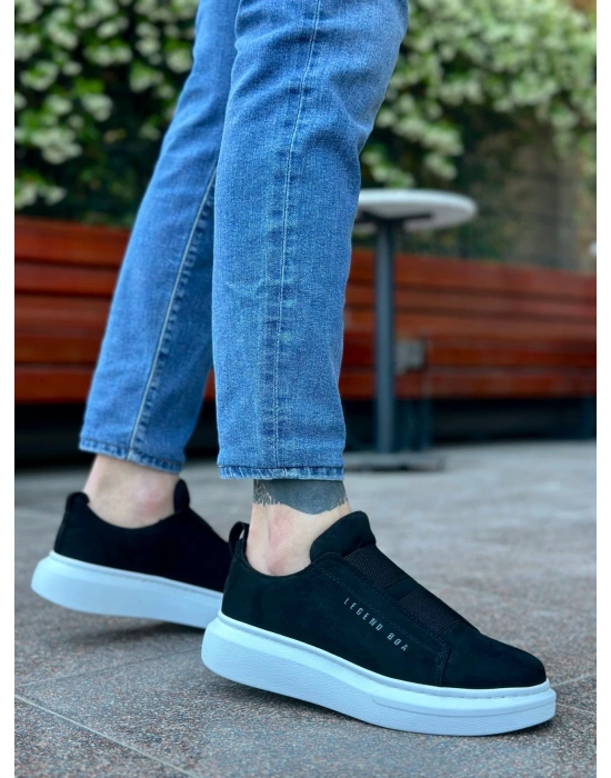 Ba0307 Boa Kalın Süet Çift Bant Siyah Beyaz Taban Erkek Ayakkabı Erkek Günlük Ayakkabı