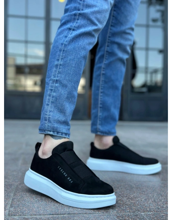 Ba0307 Boa Kalın Süet Çift Bant Siyah Beyaz Taban Erkek Ayakkabı Erkek Günlük Ayakkabı