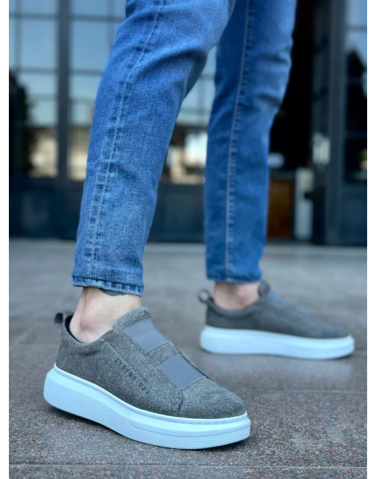 Ba0307 Boa Kalın Süet Yüksek Taban Çift Bant Gri Erkek Ayakkabı Erkek Günlük Ayakkabı