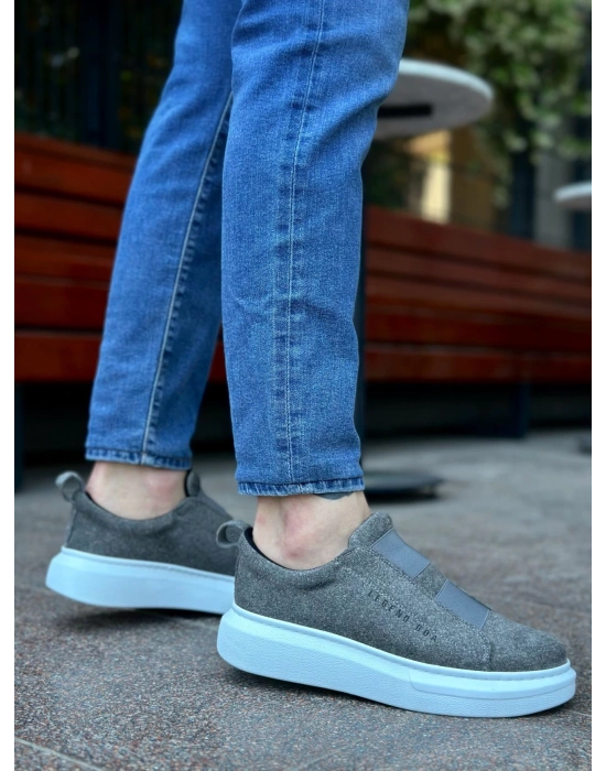 Ba0307 Boa Kalın Süet Yüksek Taban Çift Bant Gri Erkek Ayakkabı Erkek Günlük Ayakkabı