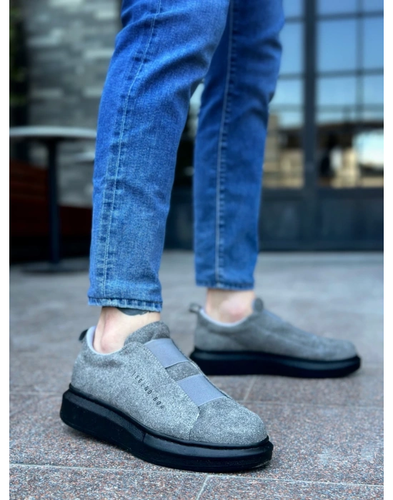 Ba0307 Boa Kalın Süet Yüksek Taban Çift Bant Gri Siyah Erkek Ayakkabı Erkek Günlük Ayakkabı