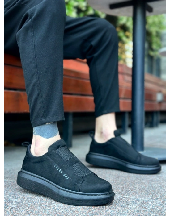 Ba0307 Boa Kalın Süet Yüksek Taban Çift Bant Siyah Erkek Ayakkabı Erkek Günlük Ayakkabı