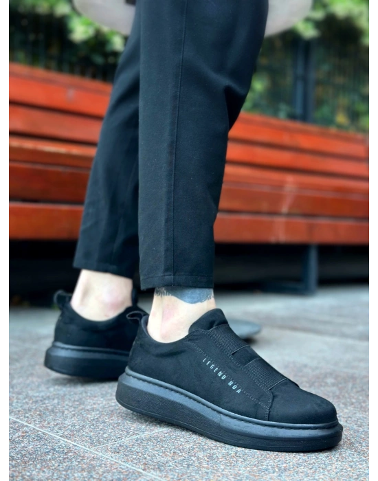 Ba0307 Boa Kalın Süet Yüksek Taban Çift Bant Siyah Erkek Ayakkabı Erkek Günlük Ayakkabı