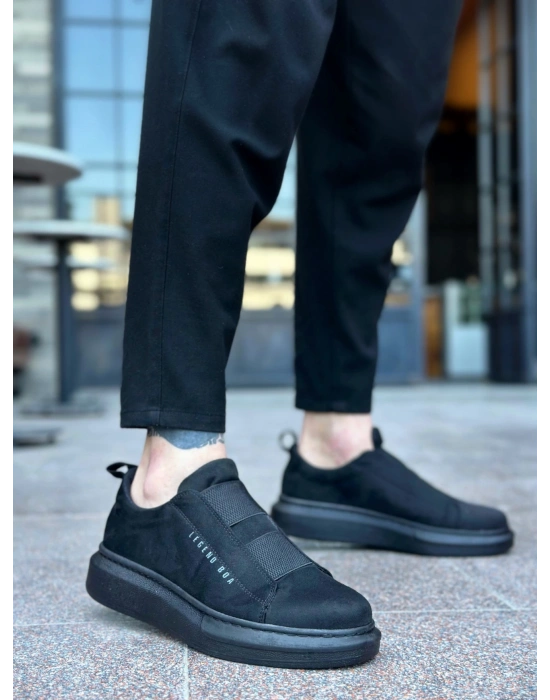 Ba0307 Boa Kalın Süet Yüksek Taban Çift Bant Siyah Erkek Ayakkabı Erkek Günlük Ayakkabı