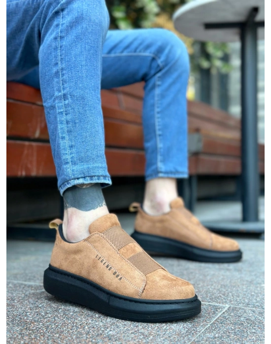 Ba0307 Boa Kalın Süet Yüksek Taban Çift Bant Taba Siyah Erkek Ayakkabı Erkek Günlük Ayakkabı