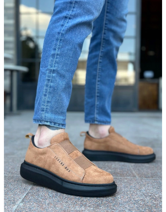 Ba0307 Boa Kalın Süet Yüksek Taban Çift Bant Taba Siyah Erkek Ayakkabı Erkek Günlük Ayakkabı