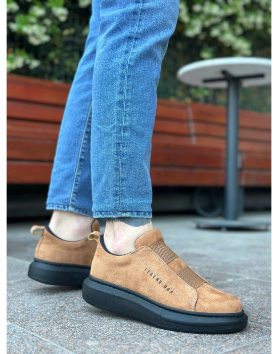 Ba0307 Boa Kalın Süet Yüksek Taban Çift Bant Taba Siyah Erkek Ayakkabı Erkek Günlük Ayakkabı