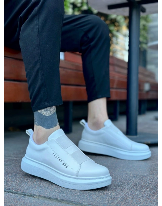 Ba0307 Boa Kalın Yüksek Taban Çift Bant Beyaz Erkek Ayakkabı Erkek Günlük Ayakkabı