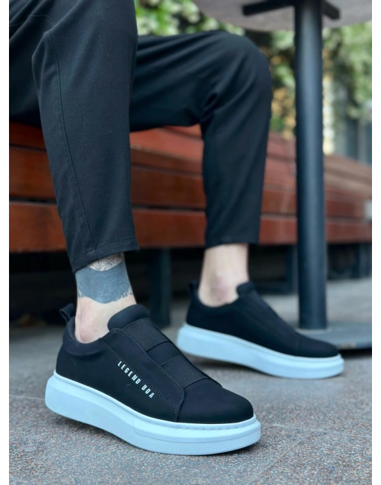 Ba0307 Boa Kalın Yüksek Taban Çift Bant Siyah Beyaz Erkek Ayakkabı Erkek Günlük Ayakkabı