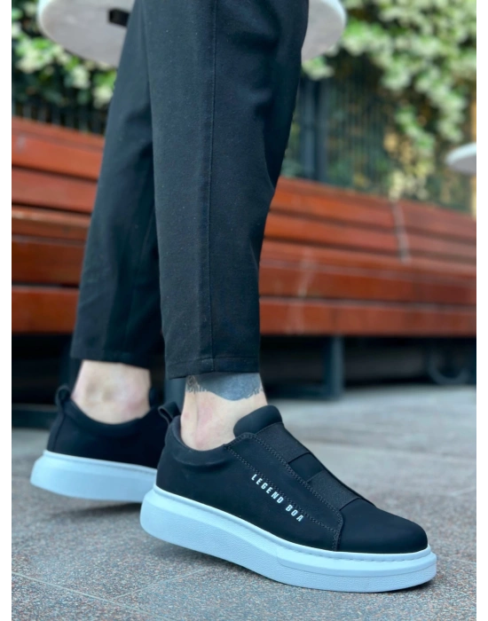 Ba0307 Boa Kalın Yüksek Taban Çift Bant Siyah Beyaz Erkek Ayakkabı Erkek Günlük Ayakkabı