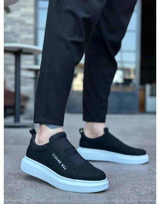 Ba0307 Boa Kalın Yüksek Taban Çift Bant Siyah Beyaz Erkek Ayakkabı Erkek Günlük Ayakkabı