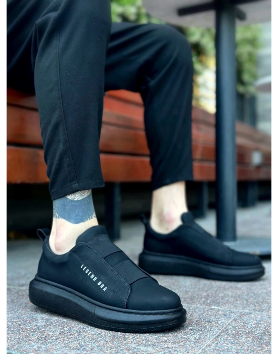 Ba0307 Boa Kalın Yüksek Taban Çift Bant Siyah Erkek Ayakkabı Erkek Günlük Ayakkabı