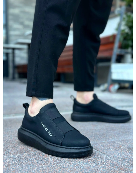 Ba0307 Boa Kalın Yüksek Taban Çift Bant Siyah Erkek Ayakkabı Erkek Günlük Ayakkabı