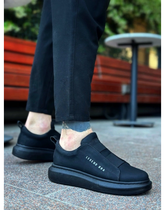 Ba0307 Boa Kalın Yüksek Taban Çift Bant Siyah Erkek Ayakkabı Erkek Günlük Ayakkabı