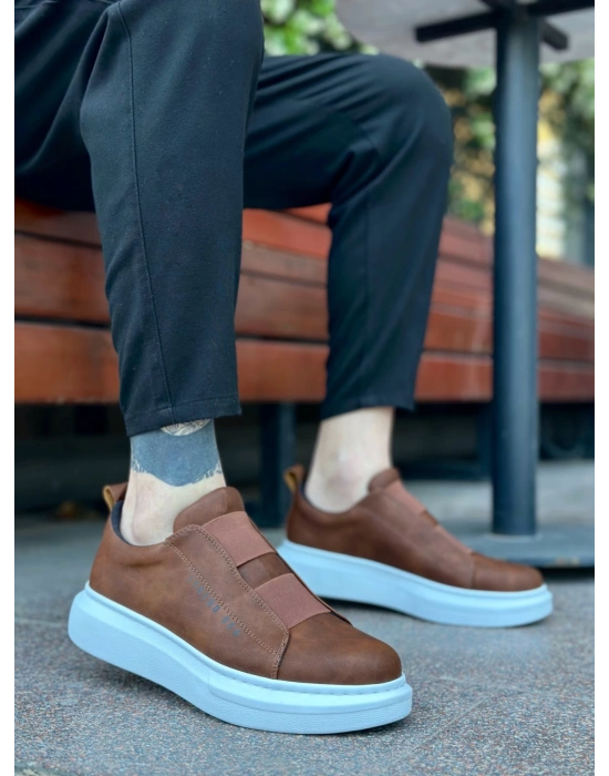 Ba0307 Boa Kalın Yüksek Taban Çift Bant Taba Beyaz Erkek Ayakkabı Erkek Günlük Ayakkabı