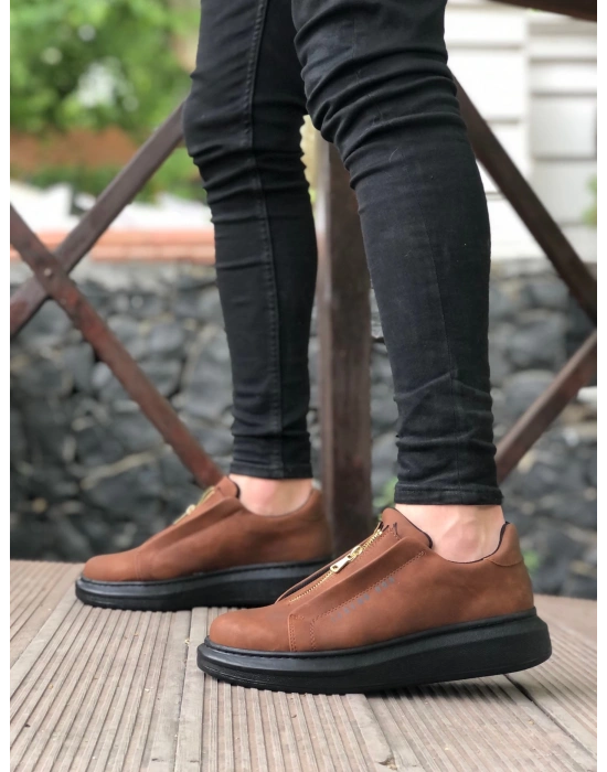 Ba0310 Boa Kalın Yüksek Taban Fermuarlı Taba Siyah Erkek Ayakkabı Erkek Günlük Ayakkabı