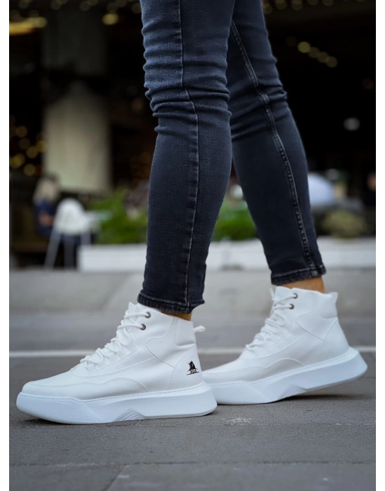 Ba0318 Bağcıklı Erkek Yüksek Taban Beyaz Spor Erkek Bot
