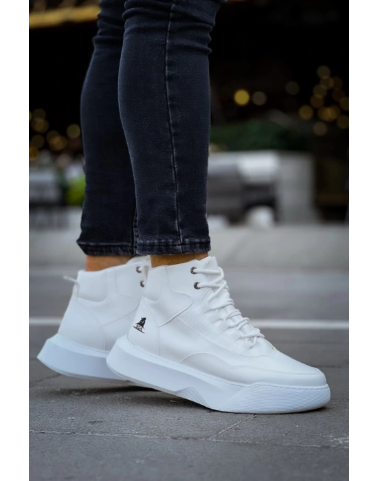 Ba0318 Bağcıklı Erkek Yüksek Taban Beyaz Spor Erkek Bot