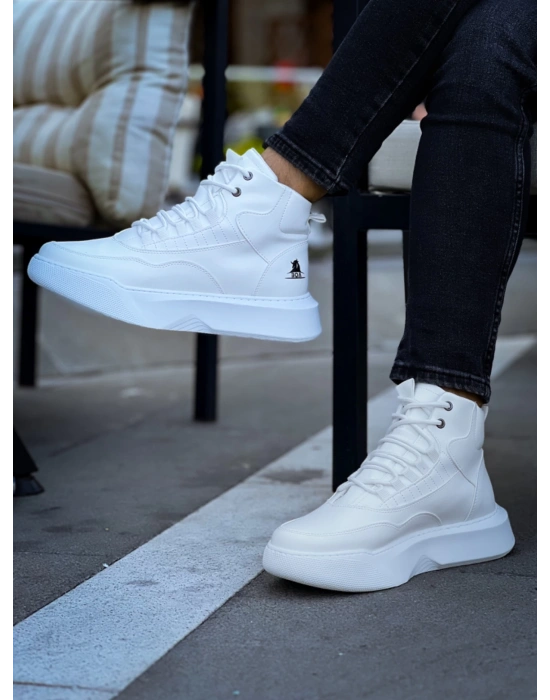 Ba0318 Bağcıklı Erkek Yüksek Taban Beyaz Spor Erkek Bot