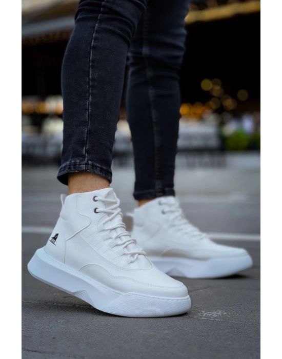 Ba0318 Bağcıklı Erkek Yüksek Taban Beyaz Spor Erkek Bot
