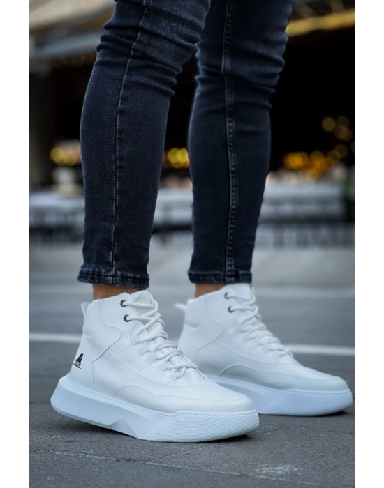 Ba0318 Bağcıklı Erkek Yüksek Taban Beyaz Spor Erkek Bot