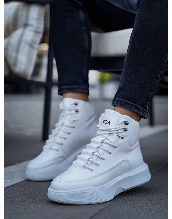 Ba0321 Gizli Bağcıklı Erkek Yüksek Taban Beyaz Spor Erkek Bot