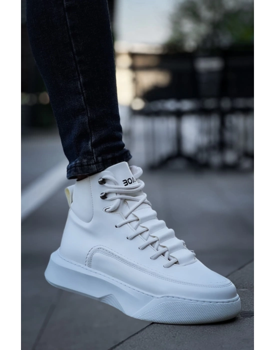 Ba0321 Gizli Bağcıklı Erkek Yüksek Taban Beyaz Spor Erkek Bot