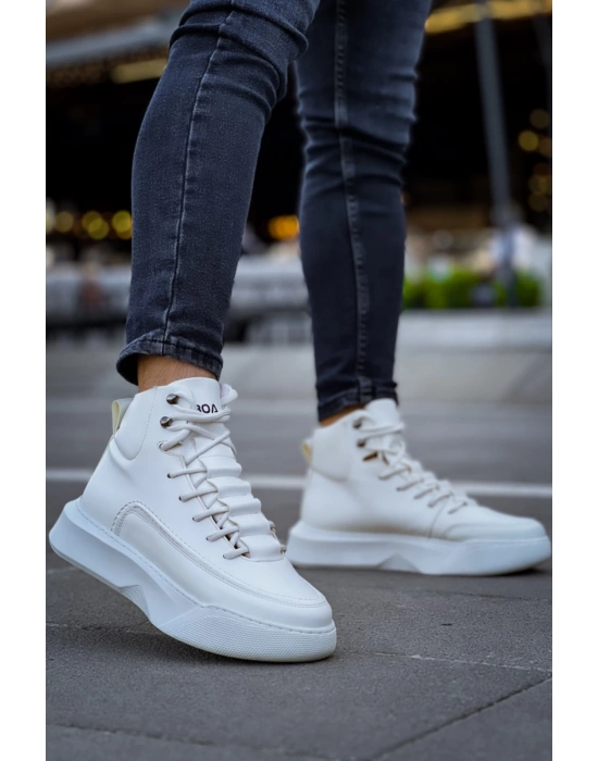 Ba0321 Gizli Bağcıklı Erkek Yüksek Taban Beyaz Spor Erkek Bot