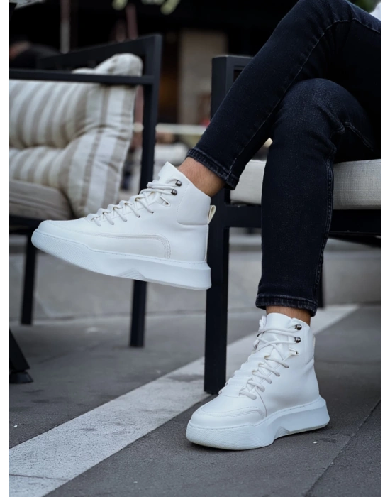 Ba0321 Gizli Bağcıklı Erkek Yüksek Taban Beyaz Spor Erkek Bot