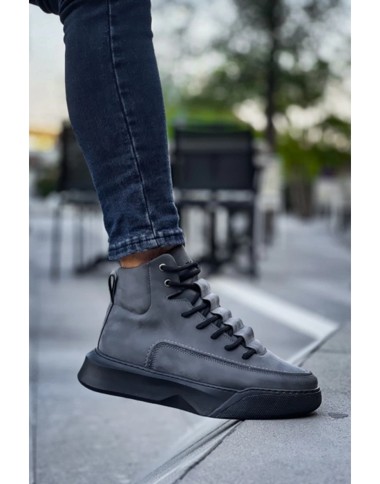 Ba0321 Gizli Bağcıklı Erkek Yüksek Taban Füme Spor Erkek Bot