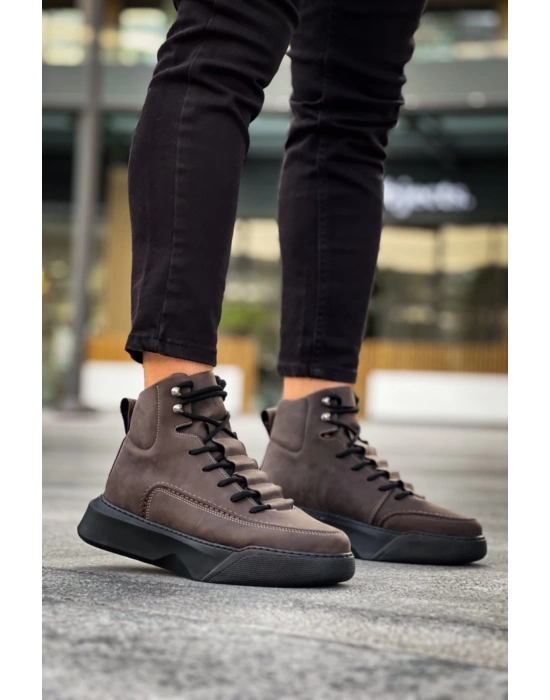 Ba0321 Gizli Bağcıklı Erkek Yüksek Taban Kahverengi Spor Erkek Bot